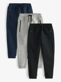 Next Slim Fit Zip Joggers 3 Pack (3-16yrs)^BOY Joggers|Sweat Pants
