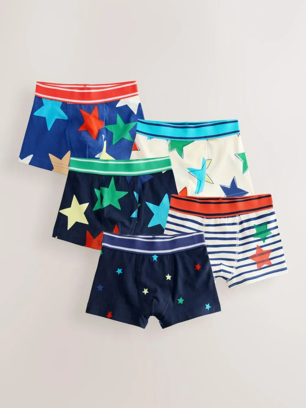 Online Next Multi Stars & Stripes Junior Pattern Trunks 5 Pack (1.5-16yrs)