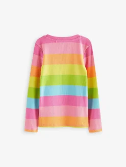 Best Next Multi Stripe Long Sleeve Ribbed Top (3-16yrs)