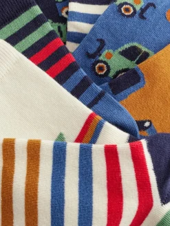 Next Multi Stripe Transport Cotton Rich Socks 7 Pack^BOY Socks & Tights|Socks & Tights