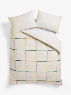 Outlet Next Multi Tufted Check 100% Cotton Duvet Cover and Pillowcase Set