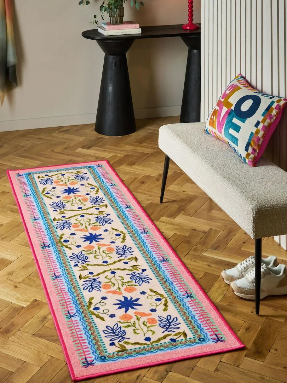 Hot Next Multi Washable Bright Floral Print Runner