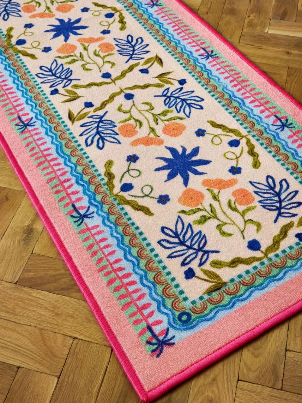 Hot Next Multi Washable Bright Floral Print Runner