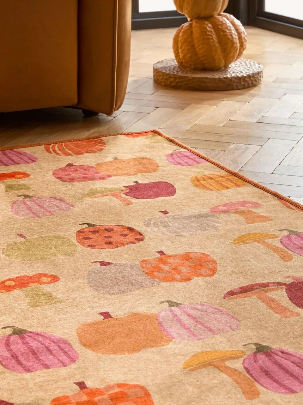 Online Next Multi Washable Pumpkin Halloween Rug
