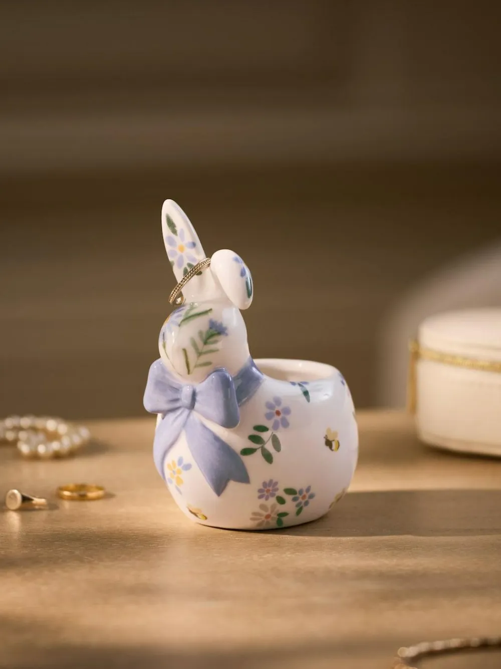 Next Multicolour Floral Ceramic Bunny Ring Holder^ Storage & Organisation|Ornaments