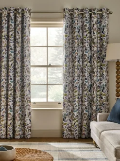 Clearance Next Multicoloured Leaves Print Blackout/Thermal Eyelet Curtains