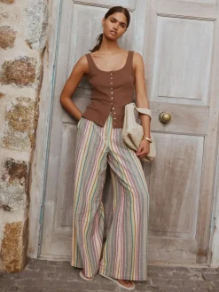 Clearance Next Pull On Wide Leg Trousers Multi-coloured Stripe
