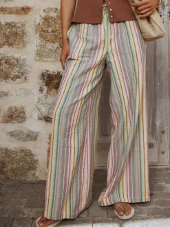 Clearance Next Pull On Wide Leg Trousers Multi-coloured Stripe