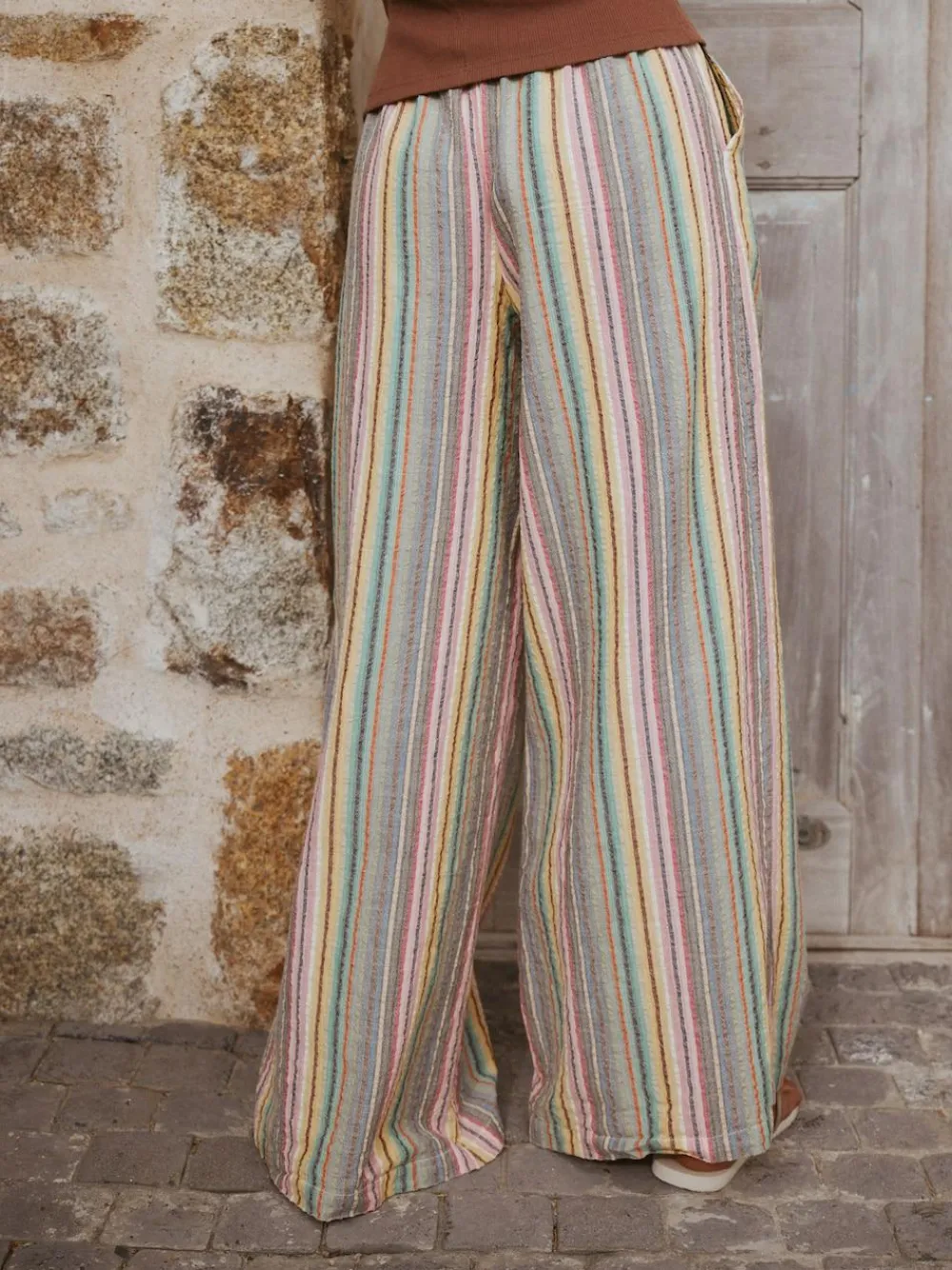 Clearance Next Pull On Wide Leg Trousers Multi-coloured Stripe