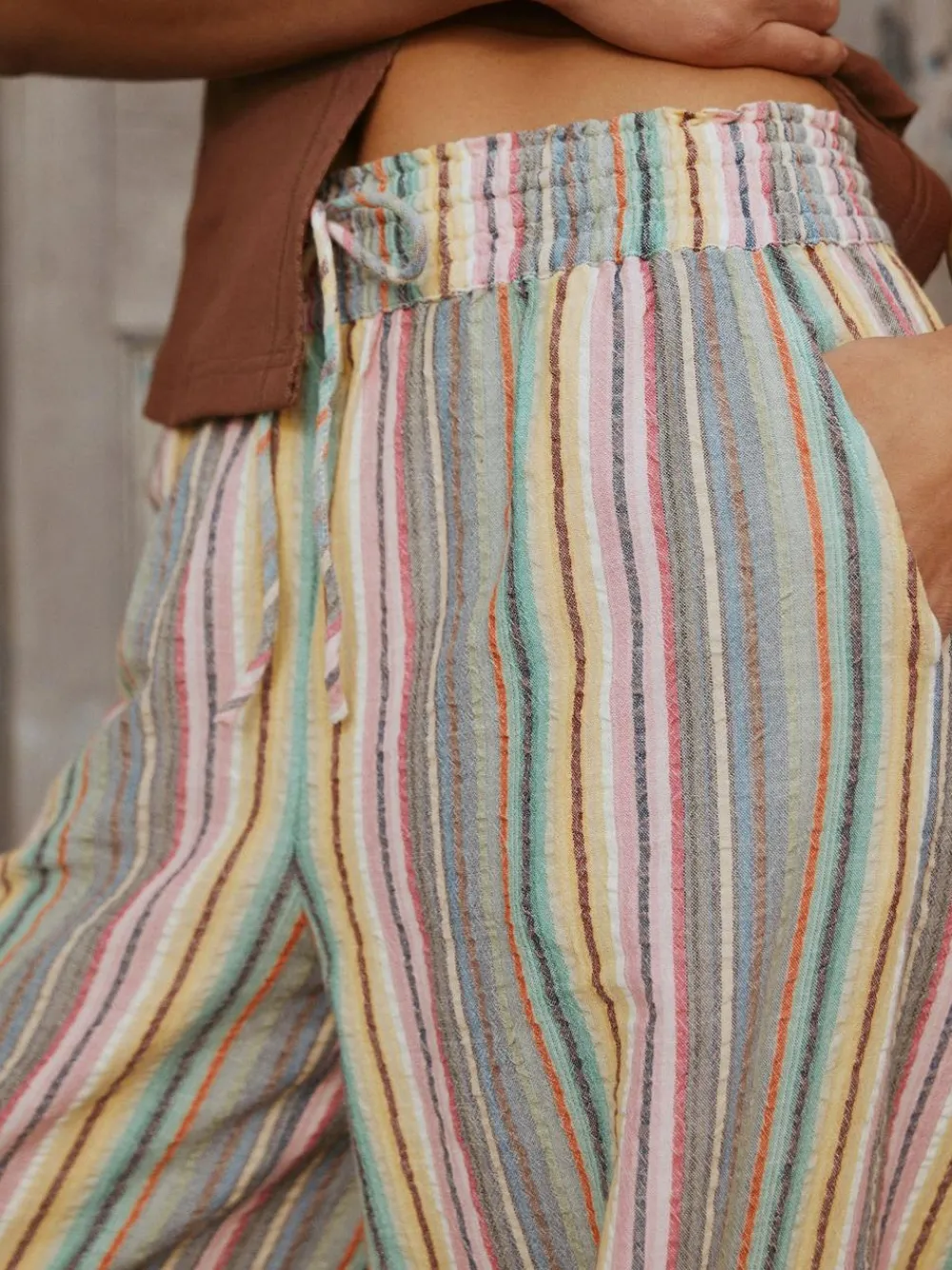 Clearance Next Pull On Wide Leg Trousers Multi-coloured Stripe