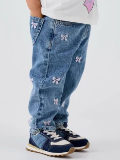 Name It Blue Bow Embroidery Mom Jeans^ Jeans & Joggers|Jeans