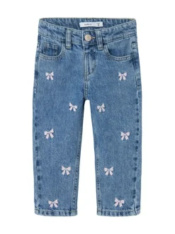 Name It Blue Bow Embroidery Mom Jeans^ Jeans & Joggers|Jeans