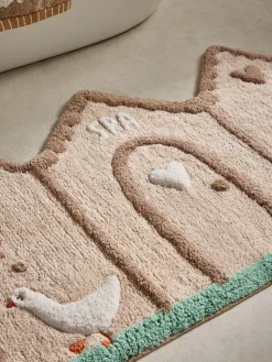 Next 100% Cotton Bertie Bear Woodland Spa Bath Mat Natural