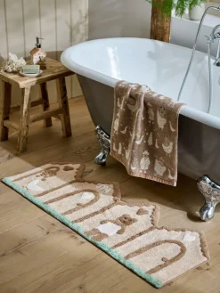Online Next Natural 100% Cotton Bertie Bear Woodland Spa Runner Bath Mat