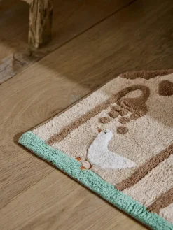 Online Next Natural 100% Cotton Bertie Bear Woodland Spa Runner Bath Mat