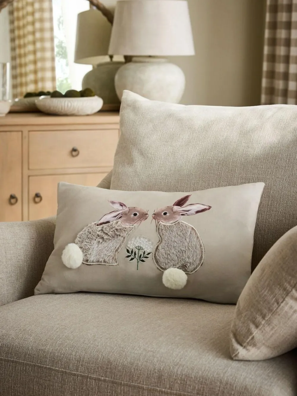 Next Natural 50 X 30cm Faux Fur Bunny Cushion^ Cushions & Throws