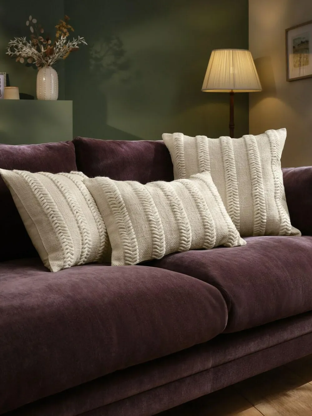 New Next 40 x 59cm Woven Chevron Cushion Natural