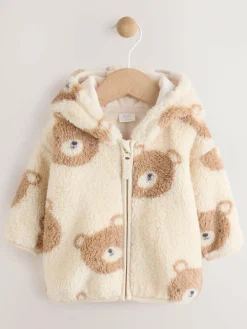 Outlet Next Natural Bear Face Fleece Zip Jacket (0mths-2yrs)