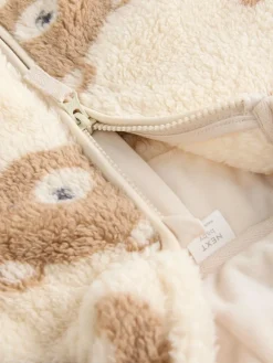 Outlet Next Natural Bear Face Fleece Zip Jacket (0mths-2yrs)