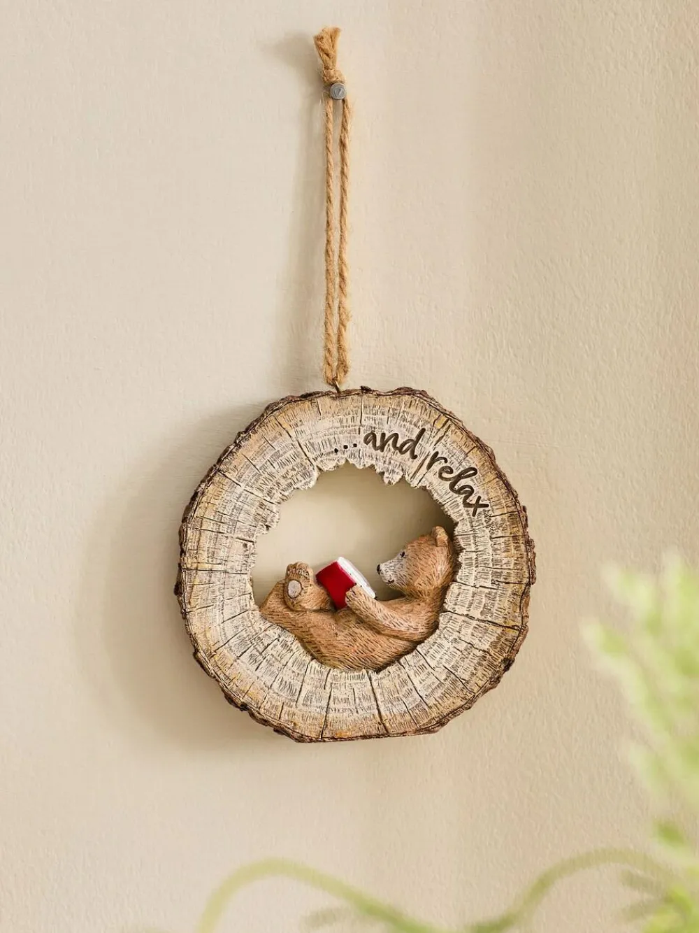 Discount Next Natural Bertie Bear Reading Hanging Decoration