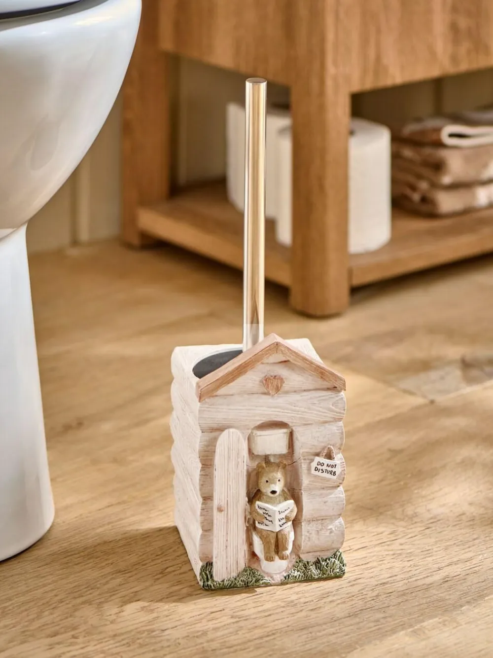 Next Natural Bertie Bear Woodland Spa Toilet Brush^ Bathroom Accessories