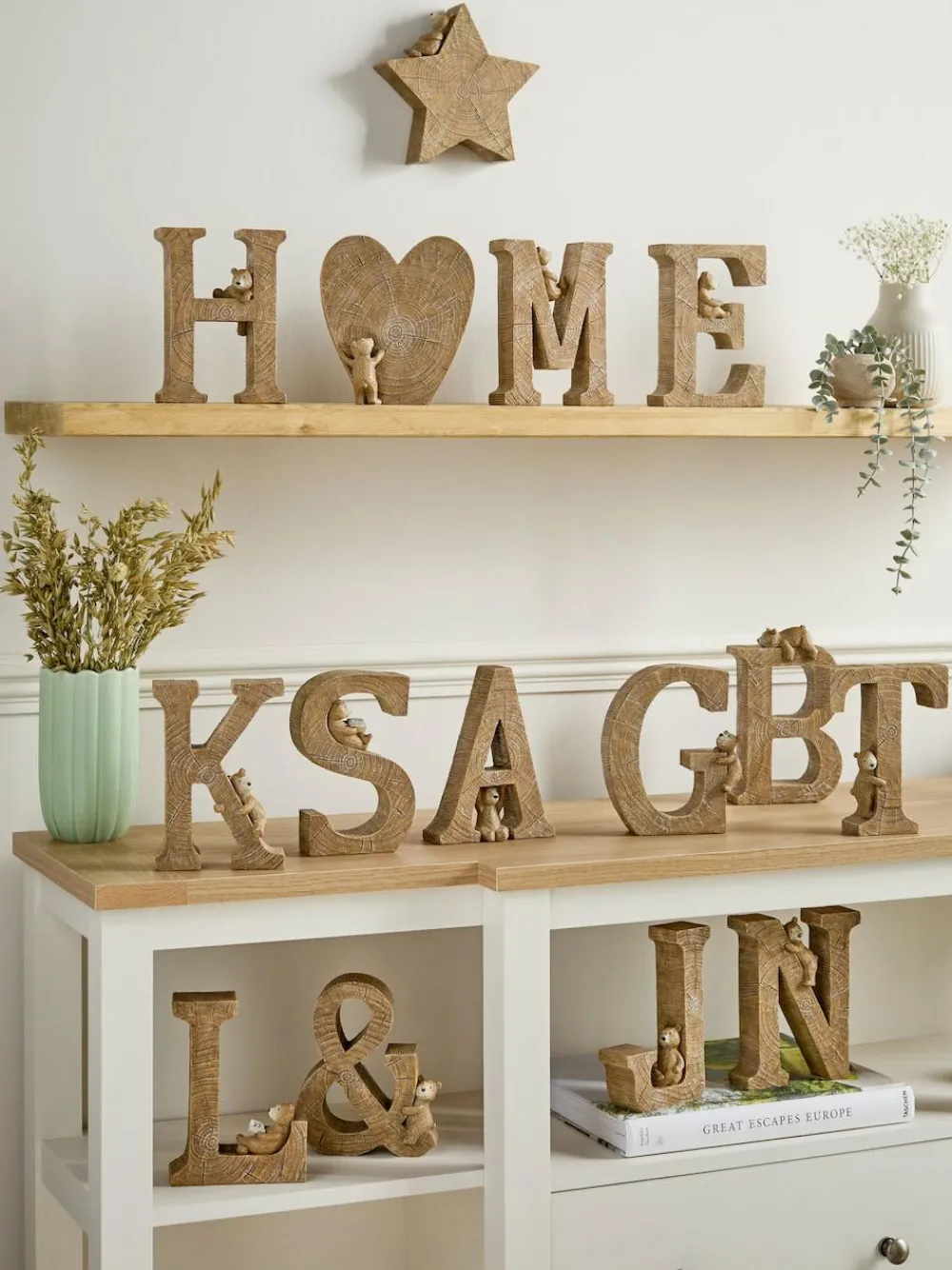 Clearance Next Natural Bertie the Bear Monogram Ornaments