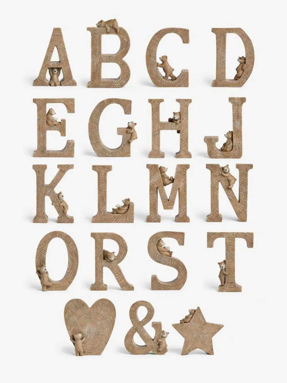 Clearance Next Natural Bertie the Bear Monogram Ornaments