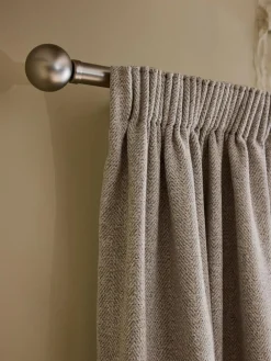 Next Brushed Herringbone Pencil Pleat Blackout Thermal Curtains^ Curtains & Blinds