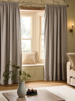 Next Brushed Herringbone Pencil Pleat Blackout Thermal Curtains^ Curtains & Blinds