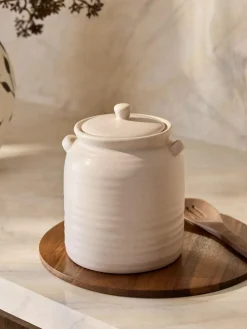 Next Natural Ceramic Ribbed Biscuit Jar^ Storage & Organisation