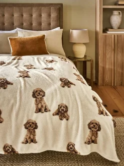 Clearance Next Natural Charlie the Cockapoo Fleece Throw
