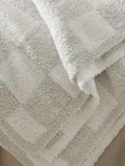 Next Natural Checkerboard Knit Fleece Throw^ Cushions & Throws