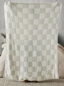 Next Natural Checkerboard Knit Fleece Throw^ Cushions & Throws