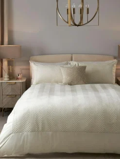 Hot Next Madison Quilted Velvet Duvet Cover and Pillowcase Set Natural Cream