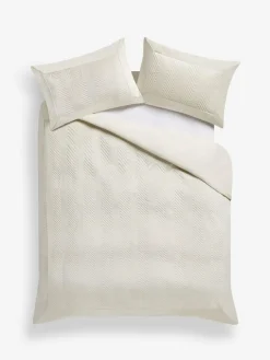 Hot Next Madison Quilted Velvet Duvet Cover and Pillowcase Set Natural Cream