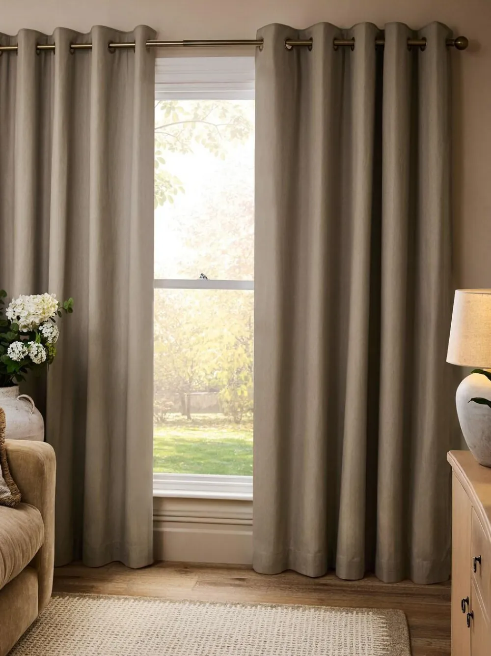 Next Natural Dark Blackout/Thermal Cotton Eyelet Curtains^ Curtains & Blinds