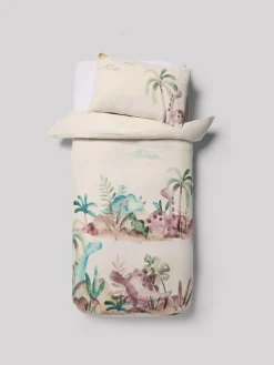 Next Natural Dinosaurs 100% Cotton Textured Printed Duvet Cover and Pillowcase Set^ Childrens Bedding