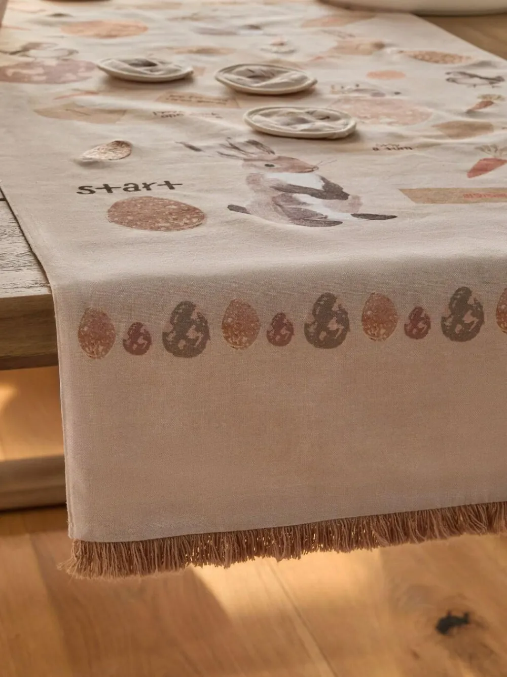 Discount Next Natural Easter Bunny Rabbit Game Dining Table Runner