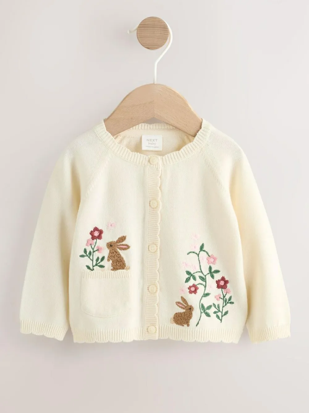 Next Natural Embroidered Baby Bunny Cardigan (0mths-3yrs)^ Baby Girls|Baby Girls