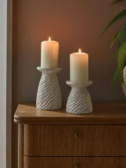 New Next Natural Fairford Ceramic Pillar Candle Holder