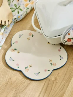Next Natural Floral Ceramic Trivet^ Storage & Organisation