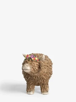 New Next Natural Hamish The Highland Cow Ornament Medium With Floral Crown