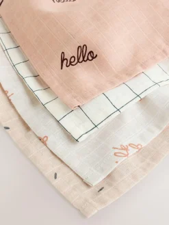 Hot Next Natural Hello World Baby Muslin Cloths 4 Pack