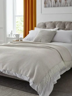 Discount Next Herringbone Cosy Throw Natural