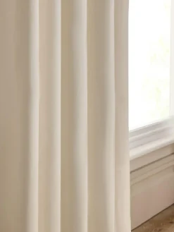 Online Next Natural Light Cotton Blackout/Thermal Pencil Pleat Curtains