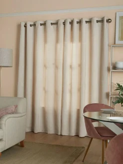 Discount Next Natural Light Heavyweight Chenille Eyelet Blackout/Thermal Curtains