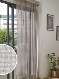 Next Linen Look Voile Slot Top Sheer Panel Curtain^ Curtains & Blinds