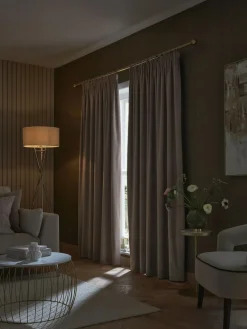 Next Natural Mink Matte Velvet Pencil Pleat Blackout/Thermal Curtains^ Curtains & Blinds