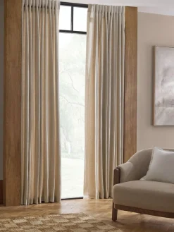 Hot Next Natural N. Premium Collection 100% Linen Hidden Tab Top Lined Curtains