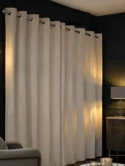 Next Natural Oatmeal Matte Velvet Blackout/Thermal Curtains^ Curtains & Blinds
